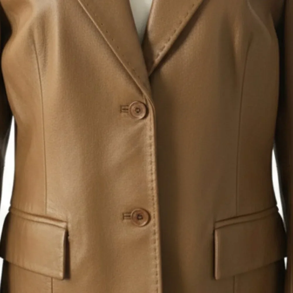 Vintage‑Era JACOB Caramel 100% Leather Jacket – L - NWT - Picture 3 of 10